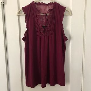 Express Berry Pink Lace Blouse - Size Medium